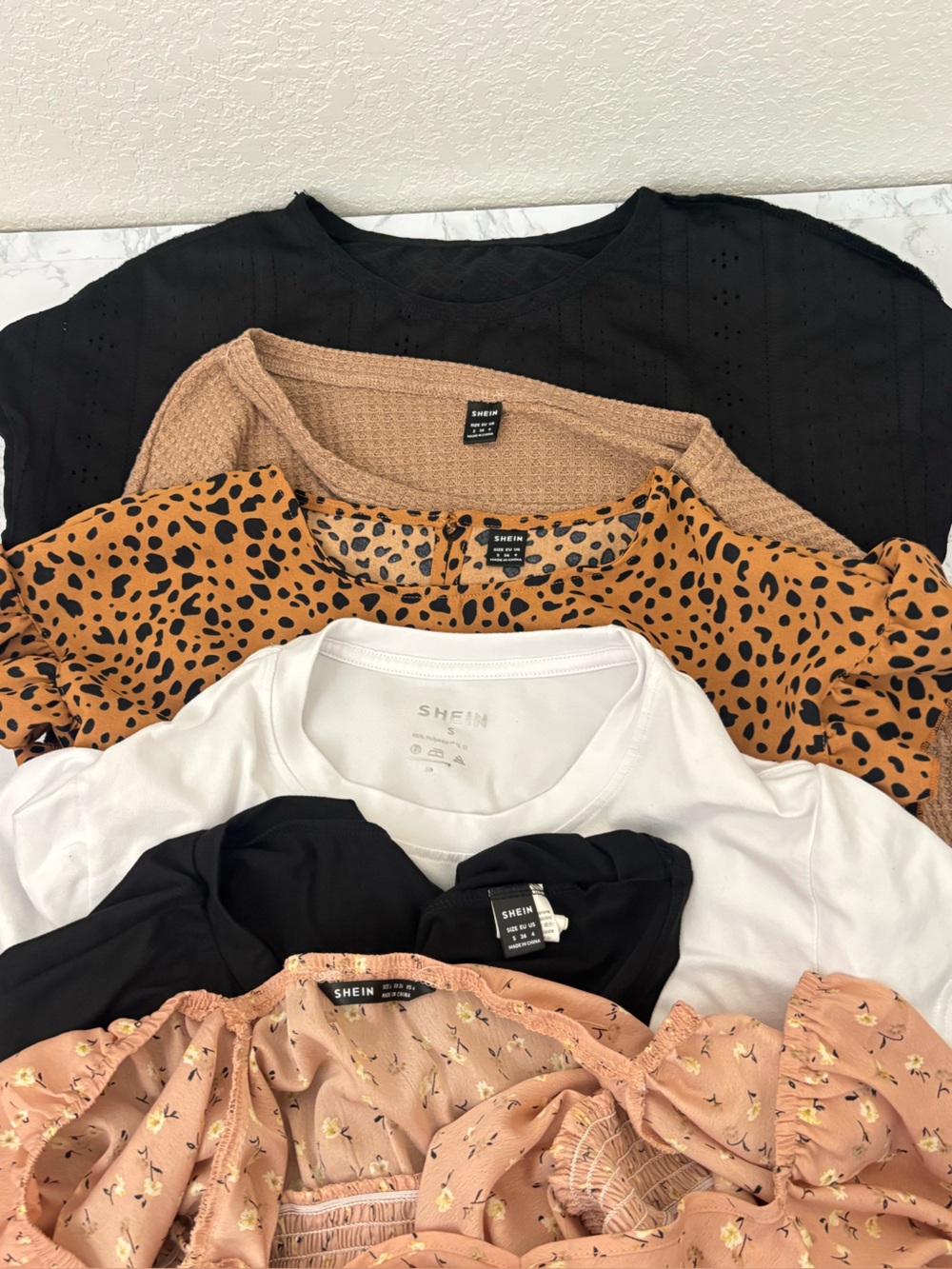 Shein Short Puff Sleeve Tops Womens S Lot Of 6 Pullover Boho Cheetah Pullover H - Picture 6 of 6
